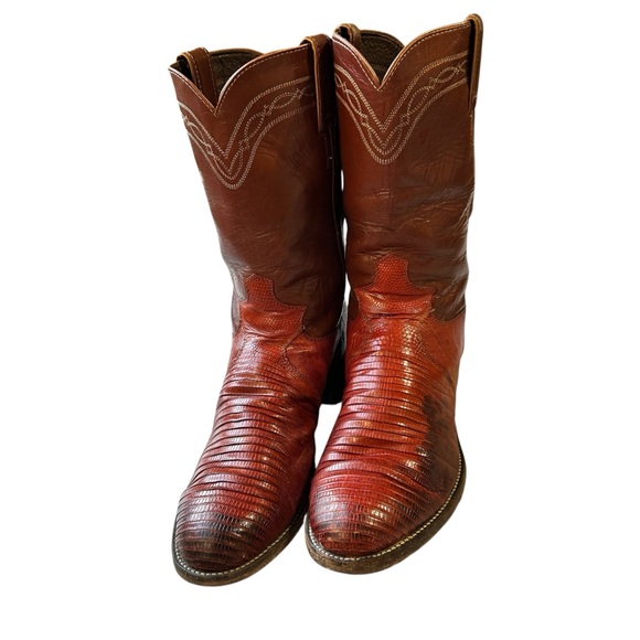mens brown JUSTIN 3113 exotic cowboy western boots iguana‎ lizard leather 7 D